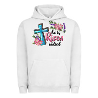 Pigment Lunar Rock He Is Risen Indeed Cross And Flowers Urban Hoodie - RanaPortraitStore