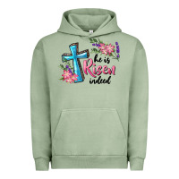 Pigment Oil Green He Is Risen Indeed Cross And Flowers Urban Hoodie - RanaPortraitStore
