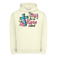 He Is Risen Indeed Cross And Flowers Urban Hoodie | Teevron