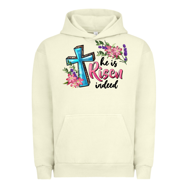 He Is Risen Indeed Cross And Flowers Urban Hoodie by RanaPortraitStore | Teevron