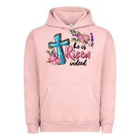 Pigment Salmon He Is Risen Indeed Cross And Flowers Urban Hoodie - RanaPortraitStore