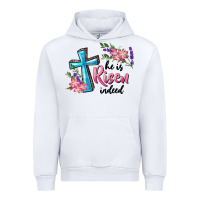 White He Is Risen Indeed Cross And Flowers Urban Hoodie - RanaPortraitStore