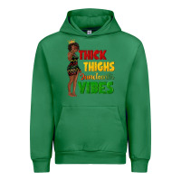 Emerald thick thighs juneteenth vibes with afro black woma Urban Hoodie - texasbilliewilder