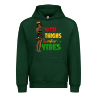 Forest Green thick thighs juneteenth vibes with afro black woma Urban Hoodie - texasbilliewilder
