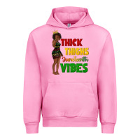 Fuchsia Pink thick thighs juneteenth vibes with afro black woma Urban Hoodie - texasbilliewilder