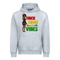 Heather Grey thick thighs juneteenth vibes with afro black woma Urban Hoodie - texasbilliewilder