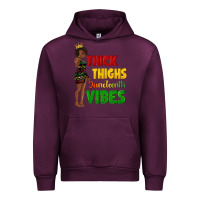 Mauve Wine thick thighs juneteenth vibes with afro black woma Urban Hoodie - texasbilliewilder