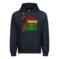 Navy thick thighs juneteenth vibes with afro black woma Urban Hoodie - texasbilliewilder