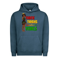 Pigment Midnight Navy thick thighs juneteenth vibes with afro black woma Urban Hoodie - texasbilliewilder