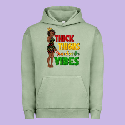 Urban Hoodie thick thighs juneteenth vibes with afro black woma