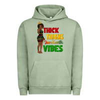 Pigment Oil Green thick thighs juneteenth vibes with afro black woma Urban Hoodie - texasbilliewilder