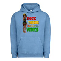 Pigment Pebble Blue thick thighs juneteenth vibes with afro black woma Urban Hoodie - texasbilliewilder