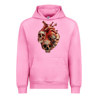 Fuchsia Pink Heart Skulls Urban Hoodie - RanaPortraitStore