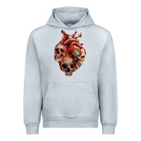 Heather Grey Heart Skulls Urban Hoodie - RanaPortraitStore