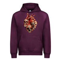 Mauve Wine Heart Skulls Urban Hoodie - RanaPortraitStore