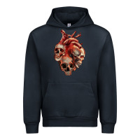 Navy Heart Skulls Urban Hoodie - RanaPortraitStore
