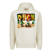 Oatmeal Heather christmas duck the halls Premium Hoodie - Zillion Design Studio