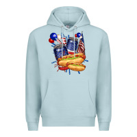 Blue Mist hotdog with beers billie wilder Premium Hoodie - texasbilliewilder
