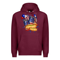 Burgundy hotdog with beers billie wilder Premium Hoodie - texasbilliewilder