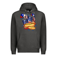 Charcoal Heather hotdog with beers billie wilder Premium Hoodie - texasbilliewilder