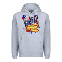 Heather Grey hotdog with beers billie wilder Premium Hoodie - texasbilliewilder