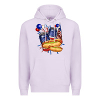 Lilac hotdog with beers billie wilder Premium Hoodie - texasbilliewilder