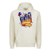 Oatmeal Heather hotdog with beers billie wilder Premium Hoodie - texasbilliewilder