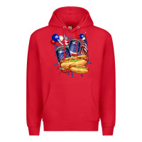 Red hotdog with beers billie wilder Premium Hoodie - texasbilliewilder