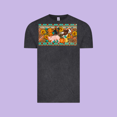 Fall Farm Animals Cow Pig Rooster Vintage Tee Designed By Artiststas