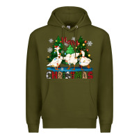 Army Green merry christmas duck Premium Hoodie - Zillion Design Studio