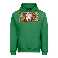 Emerald Heifer With Sunflower And Serape Urban Hoodie - RanaPortraitStore