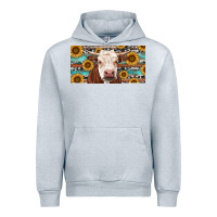 Heather Grey Heifer With Sunflower And Serape Urban Hoodie - RanaPortraitStore