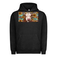 Pigment Black Heifer With Sunflower And Serape Urban Hoodie - RanaPortraitStore