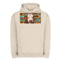 Pigment French Oak Heifer With Sunflower And Serape Urban Hoodie - RanaPortraitStore