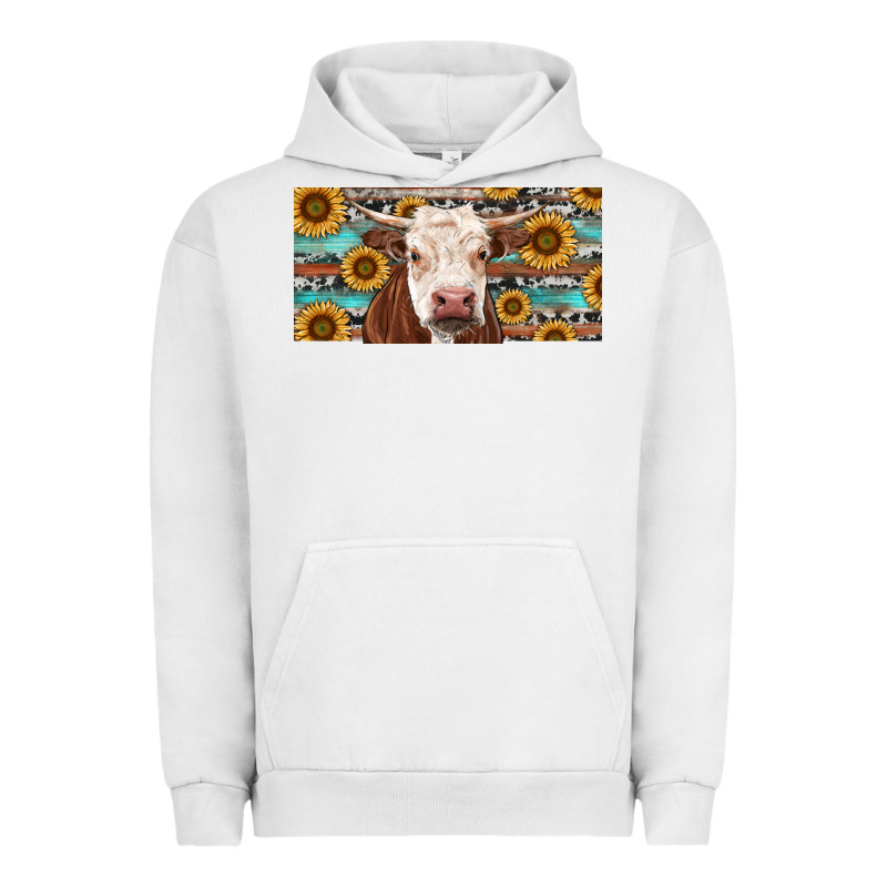 Heifer With Sunflower And Serape Urban Hoodie by RanaPortraitStore | Teevron