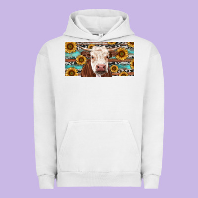 Urban Hoodie Heifer With Sunflower And Serape