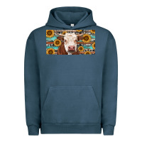 Pigment Midnight Navy Heifer With Sunflower And Serape Urban Hoodie - RanaPortraitStore