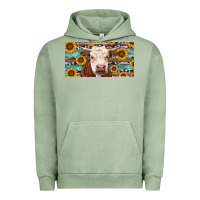 Pigment Oil Green Heifer With Sunflower And Serape Urban Hoodie - RanaPortraitStore