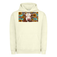 Pigment Pistachio Heifer With Sunflower And Serape Urban Hoodie - RanaPortraitStore
