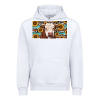 White Heifer With Sunflower And Serape Urban Hoodie - RanaPortraitStore