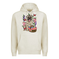 Oatmeal Heather easter pug Premium Hoodie - RanaPortraitStore