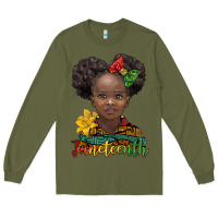 Army Green juneteenth african girl Long Sleeve Tee - BarkalooDesign