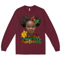 Burgundy juneteenth african girl Long Sleeve Tee - BarkalooDesign