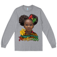 Heather Grey juneteenth african girl Long Sleeve Tee - BarkalooDesign