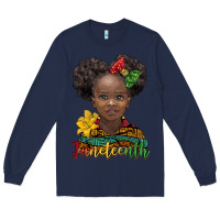 Navy juneteenth african girl Long Sleeve Tee - BarkalooDesign