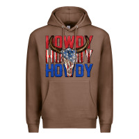 Chestnut howdy howdy howdy 4th of july bull skull billie wi Premium Hoodie - texasbilliewilder