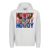 Dove Grey howdy howdy howdy 4th of july bull skull billie wi Premium Hoodie - texasbilliewilder