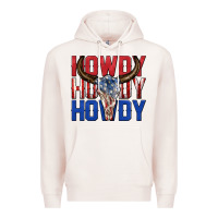 Pale Pink howdy howdy howdy 4th of july bull skull billie wi Premium Hoodie - texasbilliewilder
