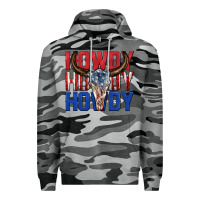 Slate Camo howdy howdy howdy 4th of july bull skull billie wi Premium Hoodie - texasbilliewilder