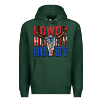 Sports Green howdy howdy howdy 4th of july bull skull billie wi Premium Hoodie - texasbilliewilder